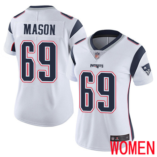 New England Patriots Football 69 Vapor Untouchable Limited White Women Shaq Mason Road NFL Jersey